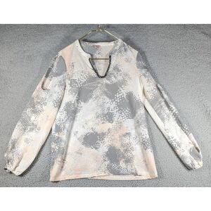 Juicy Couture Shirt Womens Size Medium Grey Double Cold Shoulder Snakeskin